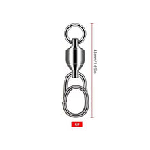 Load image into Gallery viewer, 1Pc Stainless Steel Bearing Swivel Oval Split Rings Hooked Snap Rolling Swivel Lure Connector Fishing Accessories