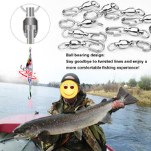 Load image into Gallery viewer, 1Pc Stainless Steel Bearing Swivel Oval Split Rings Hooked Snap Rolling Swivel Lure Connector Fishing Accessories