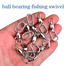 Load image into Gallery viewer, 1Pc Stainless Steel Bearing Swivel Oval Split Rings Hooked Snap Rolling Swivel Lure Connector Fishing Accessories