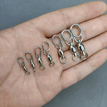 Load image into Gallery viewer, 1Pc Stainless Steel Bearing Swivel Oval Split Rings Hooked Snap Rolling Swivel Lure Connector Fishing Accessories