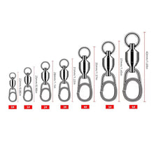 Load image into Gallery viewer, 1Pc Stainless Steel Bearing Swivel Oval Split Rings Hooked Snap Rolling Swivel Lure Connector Fishing Accessories