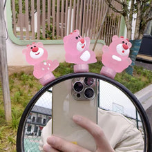 Load image into Gallery viewer, Cartoon Motorcycle Handlebar Luminous Strawberry Bear Helmet Decoration Bike Electric Ornaments Riding Equipment Accessories