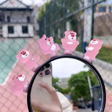Load image into Gallery viewer, Cartoon Motorcycle Handlebar Luminous Strawberry Bear Helmet Decoration Bike Electric Ornaments Riding Equipment Accessories