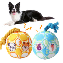 Load image into Gallery viewer, Dog Interactive Tug Ball Toy for Aggressive Chewers Training Decompress Bite Resistant Plush Handle Dog Toys with Bells Pet Supplies