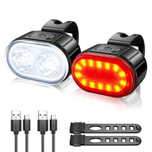 Load image into Gallery viewer, Cycling Bicycle Front Rear Light Set Taillight Headlight Bicycle Lights MTB Waterproof Safety Warning Light LED USB Rechargeable