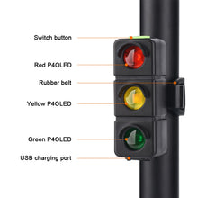 Load image into Gallery viewer, Bicycle Tail Light USB Rechargerable 3 Colors Traffic Light with Seatpost Mountian Bike Road Night Riding Safety Warning Light
