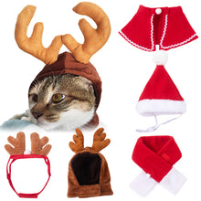 Load image into Gallery viewer, Cute Pet Christmas Cosplay Suit For Dogs Cats Clothes Cute Costumes Santa Hat Scarf Dressing Up Christmas Party Costume Suit