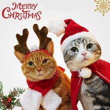 Load image into Gallery viewer, Cute Pet Christmas Cosplay Suit For Dogs Cats Clothes Cute Costumes Santa Hat Scarf Dressing Up Christmas Party Costume Suit