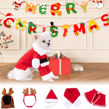 Load image into Gallery viewer, Cute Pet Christmas Cosplay Suit For Dogs Cats Clothes Cute Costumes Santa Hat Scarf Dressing Up Christmas Party Costume Suit