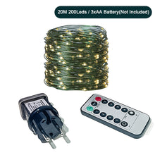 Load image into Gallery viewer, 10/20m Christmas Tree Decoration LED String Lights Battery USB String Lights with Remote Control Garland Holiday Home Party Decor Fairy Lights