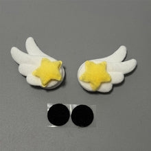 Load image into Gallery viewer, 2Pcs Motorcycle Helmet Decoration Soft Plush Angle Wings with Stars Sticker Helmet Decor for Motorbike Bicycle Headwear Accessories