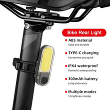 Load image into Gallery viewer, USB Rechargeable Bike Rear Tail Light Red LED Bright Taillights Fit On Any Bicycle/Helmet Bicycle Warning Taillights For Cycling Safety
