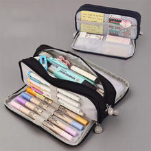 Load image into Gallery viewer, Kawaii Pencil Case Large Space Storage 3 Compartment Pouch Double Side Opened Student Stationery Desk Organizer School Supplies