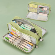 Load image into Gallery viewer, Kawaii Pencil Case Large Space Storage 3 Compartment Pouch Double Side Opened Student Stationery Desk Organizer School Supplies