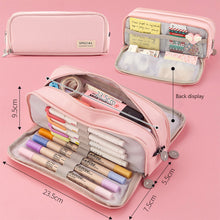Load image into Gallery viewer, Kawaii Pencil Case Large Space Storage 3 Compartment Pouch Double Side Opened Student Stationery Desk Organizer School Supplies