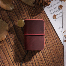 Load image into Gallery viewer, Tiny Genuine Leather Notebook Pocketbook Sketchbook Mini Vintage Retro Cute Kawaii Portable Daily Planner Organizer Travel Supplies
