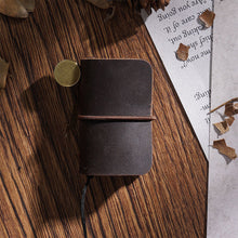 Load image into Gallery viewer, Tiny Genuine Leather Notebook Pocketbook Sketchbook Mini Vintage Retro Cute Kawaii Portable Daily Planner Organizer Travel Supplies