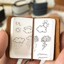 Load image into Gallery viewer, Tiny Genuine Leather Notebook Pocketbook Sketchbook Mini Vintage Retro Cute Kawaii Portable Daily Planner Organizer Travel Supplies