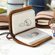 Load image into Gallery viewer, Tiny Genuine Leather Notebook Pocketbook Sketchbook Mini Vintage Retro Cute Kawaii Portable Daily Planner Organizer Travel Supplies
