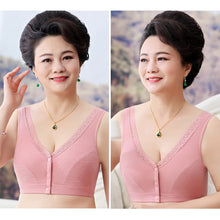 Load image into Gallery viewer, Front Button Bras Women's Plus-size Bra Middle-aged And Elderly Underwear Wireless Cotton Vest-type Underwear Intimates Female Lingerie