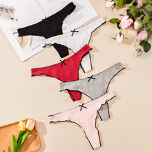 Load image into Gallery viewer, Sexy Cotton Thongs Women Bow Panties Solid Color Underwear Elastic Low Waist G-string Comfort Fit Women's T-Back Seamless Lingerie for Female