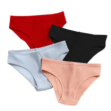 Load image into Gallery viewer, Double Layers Cotton Panties Sexy V-Shape Underwear For Woman Elastic Mid-Rise knickers Solid Colors Seamless Lingerie for Female