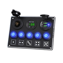 Load image into Gallery viewer, Super Fast Charge LED Voltmeter 12V/24V Car RV Modification Accessories Multi-Switch Waterproof Dust-Proof Mobile Phone Charger Panel