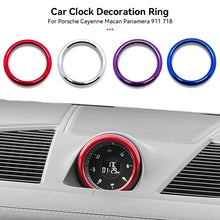 Load image into Gallery viewer, Aluminium Alloy Car Clock Decoration Ring Stopwatch Compass Stopwatch Sticker Decoration Trim For Porsche Cayenne Macan Panamera 911 718