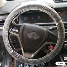 Load image into Gallery viewer, 50pcs Disposable Universal Car Transparent Steering Wheel Cover Gear Cover Elastic Waterproof Plastic Safety Isolation Protection Cover