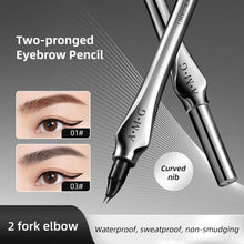 Load image into Gallery viewer, Two Nib Curved Eyebrow Pencil Waterproof Sweatproof Non-smudging Multifunctional Natural Eyebrow Pencil Makeup Cosmetics