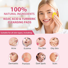 Load image into Gallery viewer, 40pcs/pack Turmeric Kojic Acid Cleansing Pads Daily Cleaning Exfoliating Gentle Moisturizing Non-irritatin Cotton Pads Skin Care Tool