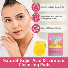Load image into Gallery viewer, 40pcs/pack Turmeric Kojic Acid Cleansing Pads Daily Cleaning Exfoliating Gentle Moisturizing Non-irritatin Cotton Pads Skin Care Tool