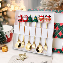 Load image into Gallery viewer, Stainless Steel Christmas Snowman Santa Claus Fork Spoon Ice Cream Spoon Coffee Stirring Spoon Dinner Teaspoon Kitchen Supplies Dessert Fork