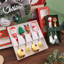 Load image into Gallery viewer, Stainless Steel Christmas Snowman Santa Claus Fork Spoon Ice Cream Spoon Coffee Stirring Spoon Dinner Teaspoon Kitchen Supplies Dessert Fork