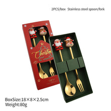 Load image into Gallery viewer, Stainless Steel Christmas Snowman Santa Claus Fork Spoon Ice Cream Spoon Coffee Stirring Spoon Dinner Teaspoon Kitchen Supplies Dessert Fork