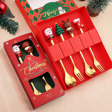 Load image into Gallery viewer, Stainless Steel Christmas Snowman Santa Claus Fork Spoon Ice Cream Spoon Coffee Stirring Spoon Dinner Teaspoon Kitchen Supplies Dessert Fork