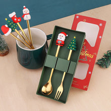 Load image into Gallery viewer, Stainless Steel Christmas Snowman Santa Claus Fork Spoon Ice Cream Spoon Coffee Stirring Spoon Dinner Teaspoon Kitchen Supplies Dessert Fork