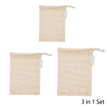 Load image into Gallery viewer, Portable Reusable Grocery Bags Fruit And Vegetable Bags Cotton Mesh Storage Bag Supermarket Shopping Net Tote Bag With Drawstring Kitchen Organizer