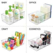 Load image into Gallery viewer, Refrigerator Organizer Bin 4 Grids Clear Food Storage Box Fridge Organizer Bins with Vegetable Fruit Pantry Organization Kitchen Accessories