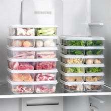 Load image into Gallery viewer, Large Capacity Four Grid of Food Crisper Fruit and Vegetable Four-Compartment Storage Box Refrigerator Organizer Frozen Meat Kitchen Tools