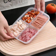 Load image into Gallery viewer, Large Capacity Four Grid of Food Crisper Fruit and Vegetable Four-Compartment Storage Box Refrigerator Organizer Frozen Meat Kitchen Tools