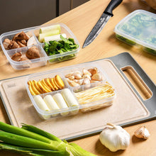 Load image into Gallery viewer, Large Capacity Four Grid of Food Crisper Fruit and Vegetable Four-Compartment Storage Box Refrigerator Organizer Frozen Meat Kitchen Tools