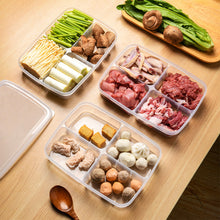 Load image into Gallery viewer, Large Capacity Four Grid of Food Crisper Fruit and Vegetable Four-Compartment Storage Box Refrigerator Organizer Frozen Meat Kitchen Tools