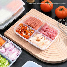 Load image into Gallery viewer, Large Capacity Four Grid of Food Crisper Fruit and Vegetable Four-Compartment Storage Box Refrigerator Organizer Frozen Meat Kitchen Tools