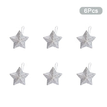 Load image into Gallery viewer, 6PCS Christmas Star Hanging Pendant 3D Gold Powder Plastic Five-pointed Star Xmas Tree Decor for Holiday Wedding Party Home