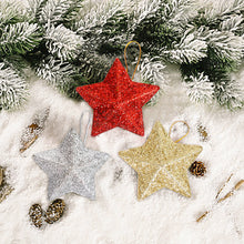 Load image into Gallery viewer, 6PCS Christmas Star Hanging Pendant 3D Gold Powder Plastic Five-pointed Star Xmas Tree Decor for Holiday Wedding Party Home