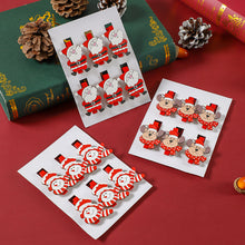 Load image into Gallery viewer, 6pcs Creative Christmas Wooden Cartoon Santa Snowman Clip Memo Paper Clips Xmas Decoration for Home Clothespin Craft Photo Clips