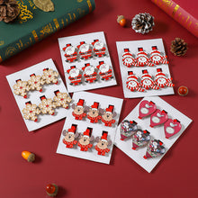 Load image into Gallery viewer, 6pcs Creative Christmas Wooden Cartoon Santa Snowman Clip Memo Paper Clips Xmas Decoration for Home Clothespin Craft Photo Clips
