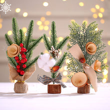 Load image into Gallery viewer, 25cm Mini Christmas Tree Gold Green Small Pine Tree Sisal Silk Cedar New Year Xmas Party Ornaments Navidad