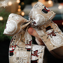 Load image into Gallery viewer, 2M/Roll Craft Ribbon Imitation Hemp Ribbon Wire Wire Edge Linen Ribbon Christmas Decoration Green and Red Snowflake Plaid Ribbon